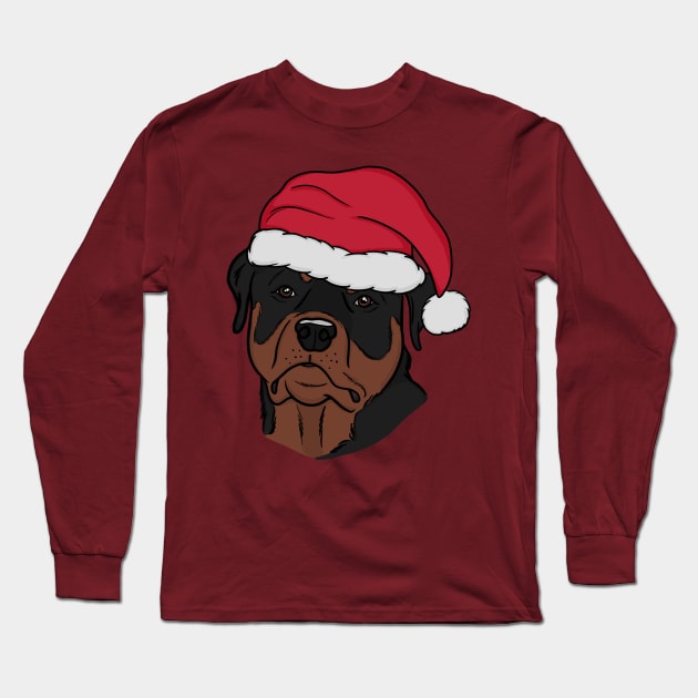 Rottweiler Christmas Dog Hat Long Sleeve T-Shirt by rmcbuckeye